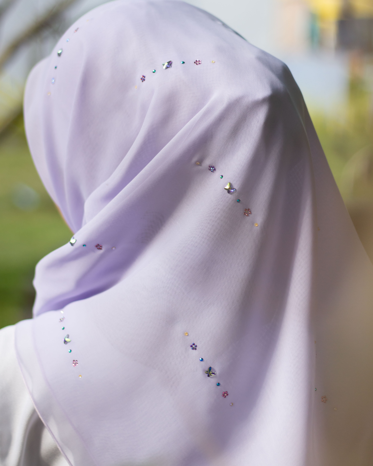 Botani 02 Square Scarf in Pastel Lilac