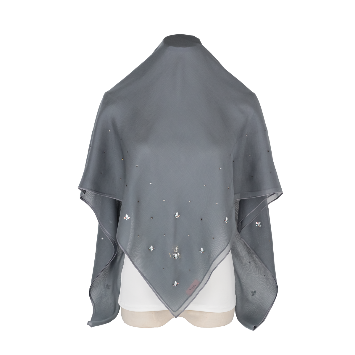 Mystical Bloom V-Line Square Scarf in Dim Grey
