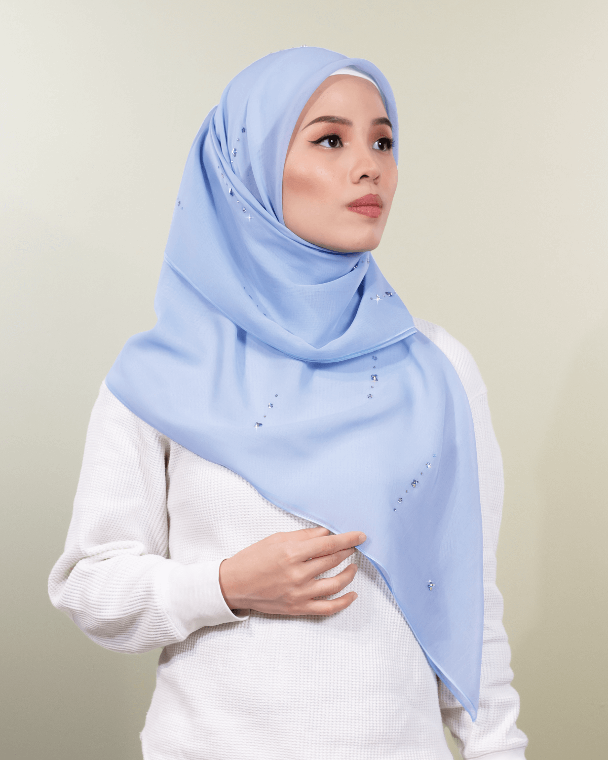 Botani 02 Square Scarf in Airy Blue
