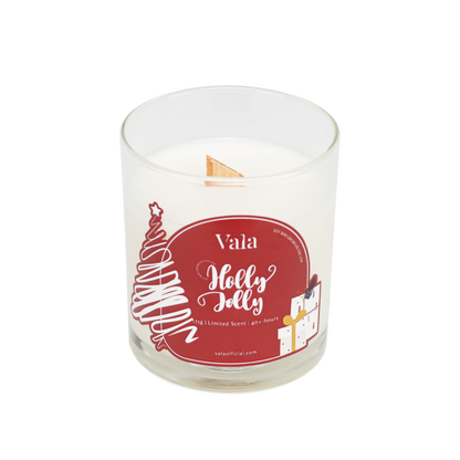175g Glass Candle Holly Jolly