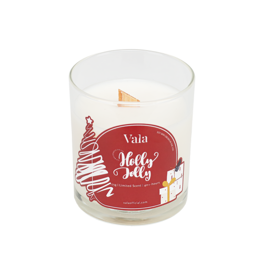 175g Glass Candle Holly Jolly