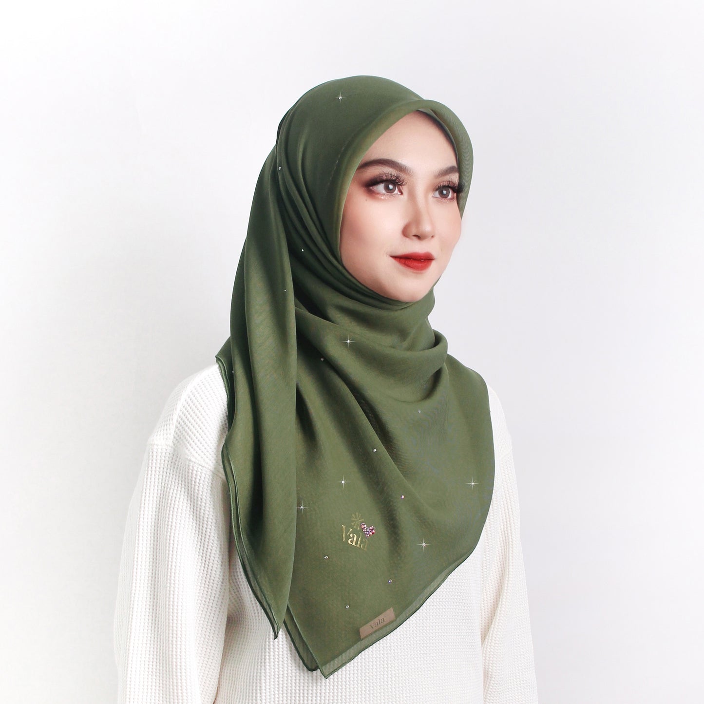 Amias Square Scarf in Olive Green